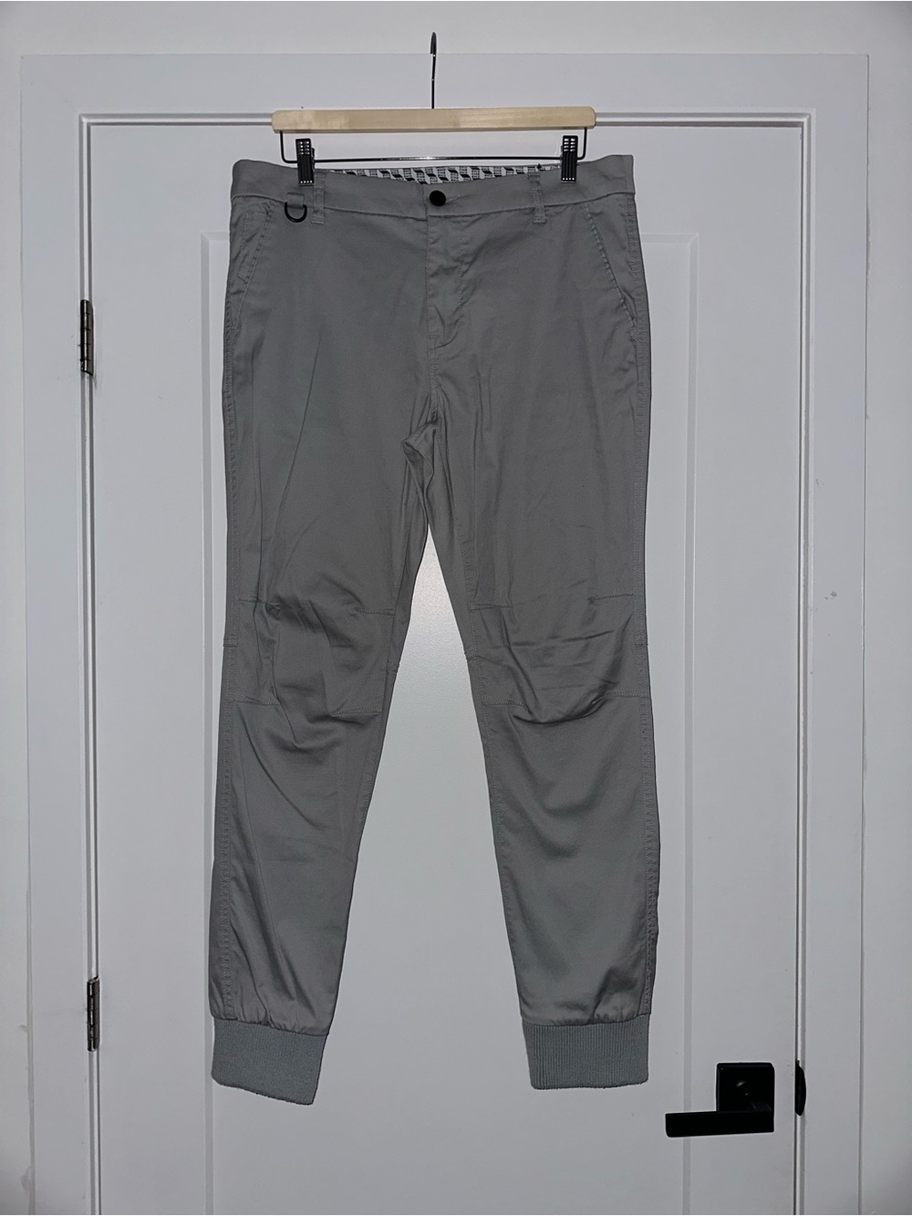 DJAB Men's Grey Chino Jogger Pants Size 34 Stretch Ribbed Cuffs